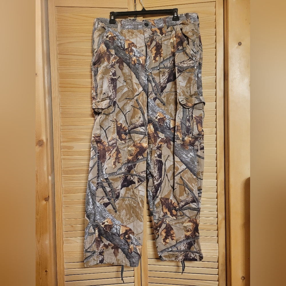 Outfitters Ridge Mens Large 36/38 Real Tree Camouflage Cargo Pants cotton‎ F3D